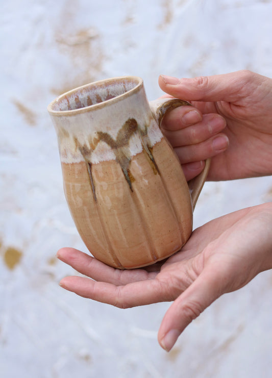 Grooved Mug in Dusty Rose