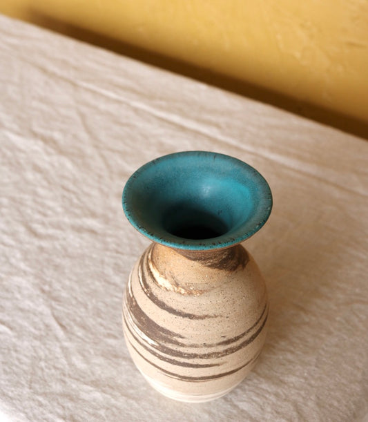 Marbled Vase with Turquoise Rim