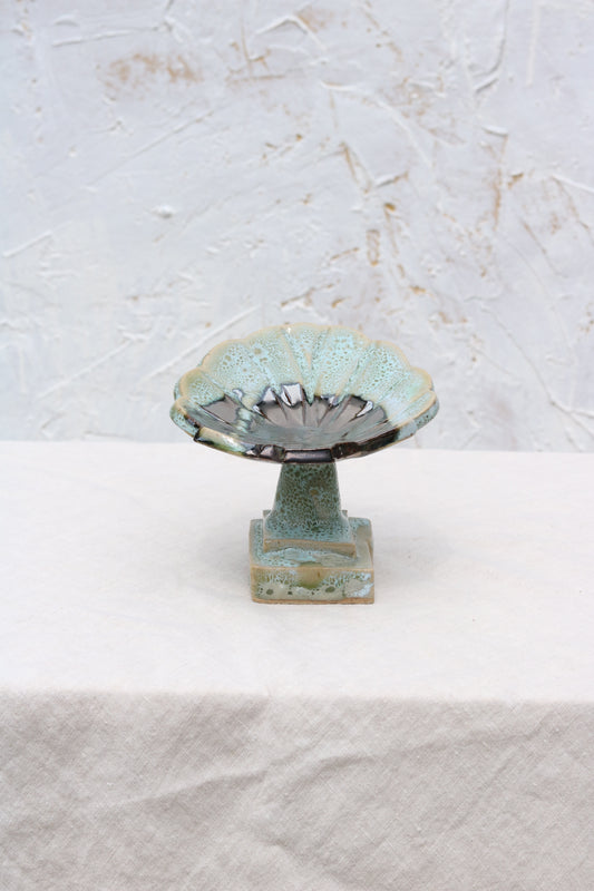 Pedestal Shell Dish in Sea Foam and Palladium