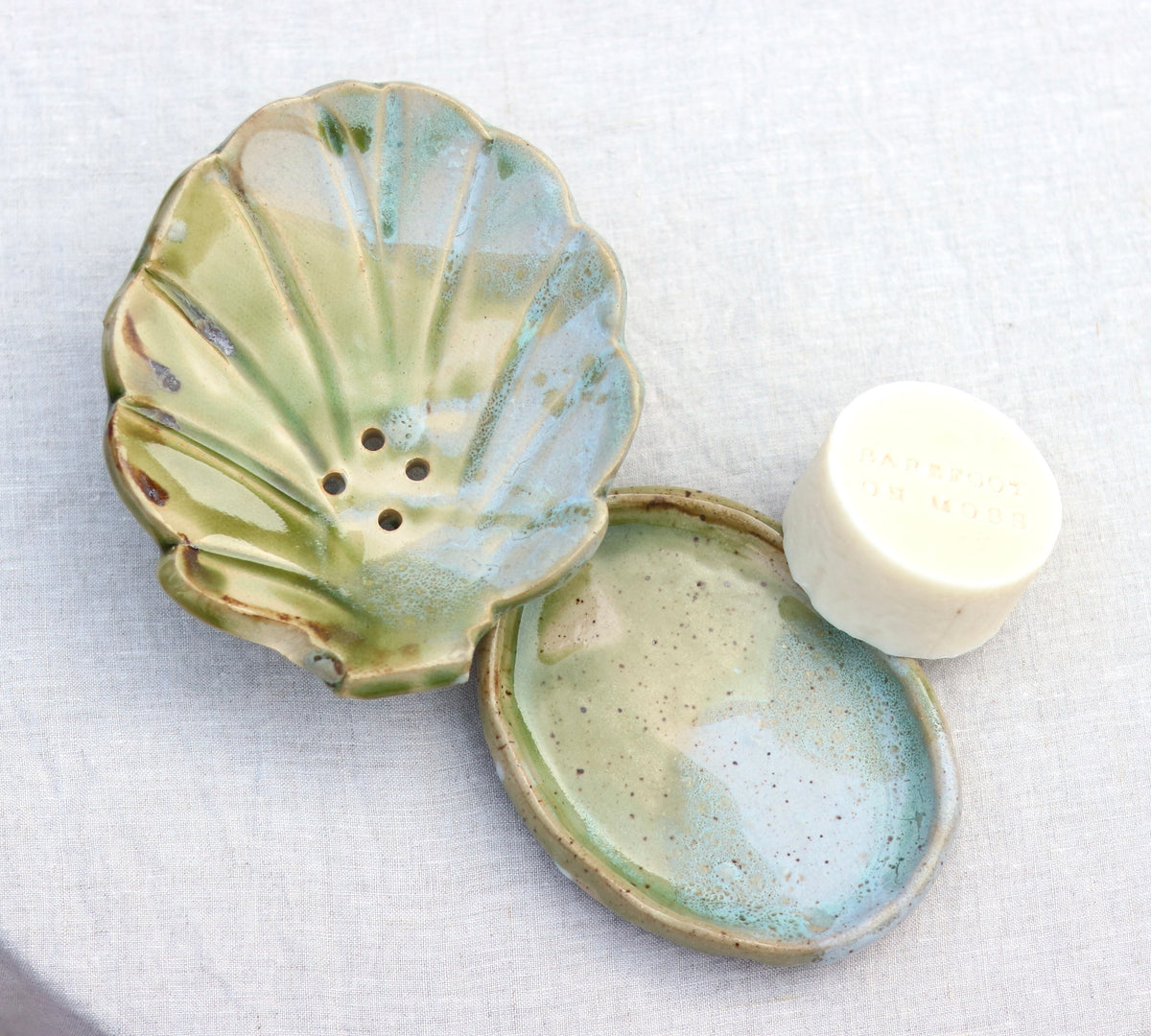 Shell Soap Dish in Moss Green
