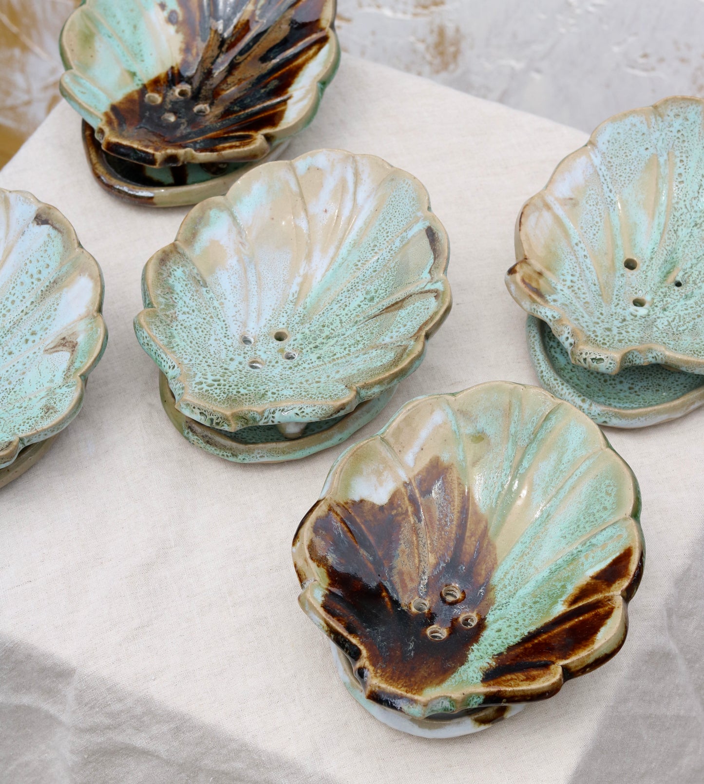 Sea Shell Soap Dish with 'Barefoot on Moss' Soap
