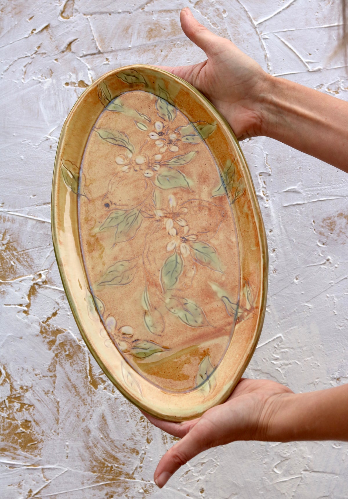 13.5" Ocher Platter in Lemon Blossom (b)