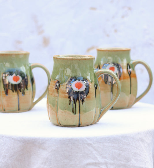 Grooved Mug with Mirror Glaze 'Evil Eye'