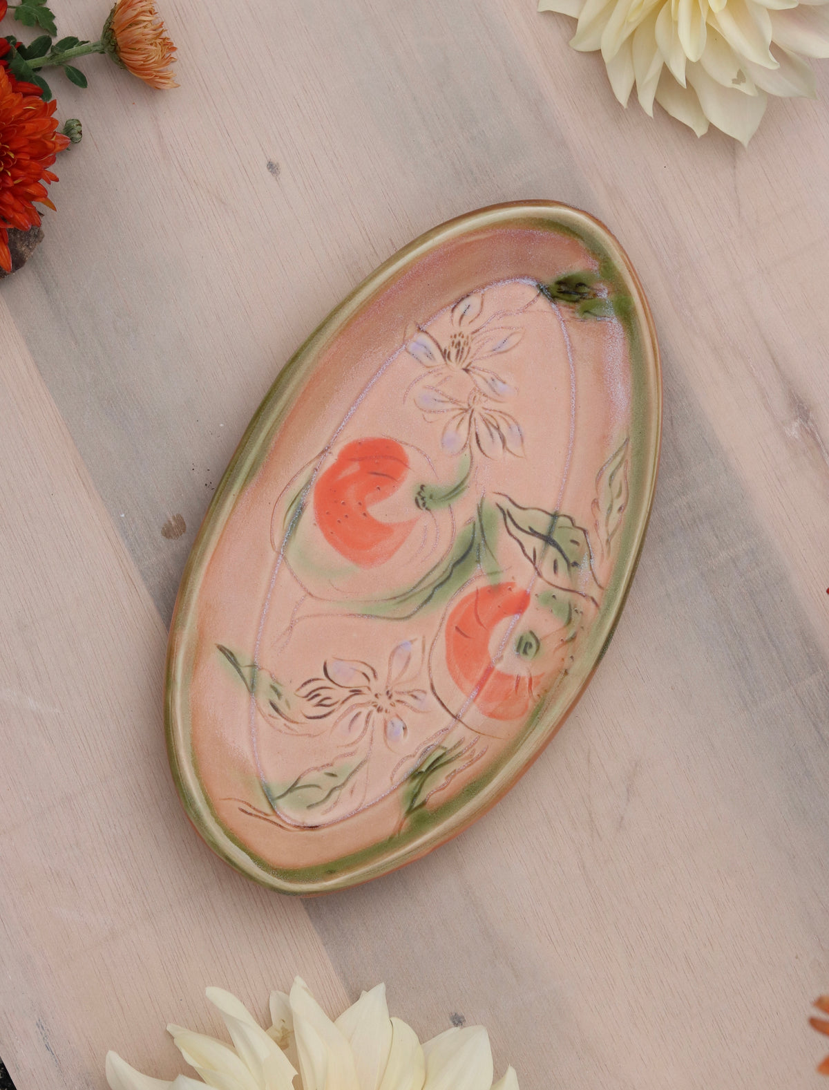 9.25" Blush Pink Tray in Orange Blossom (b)