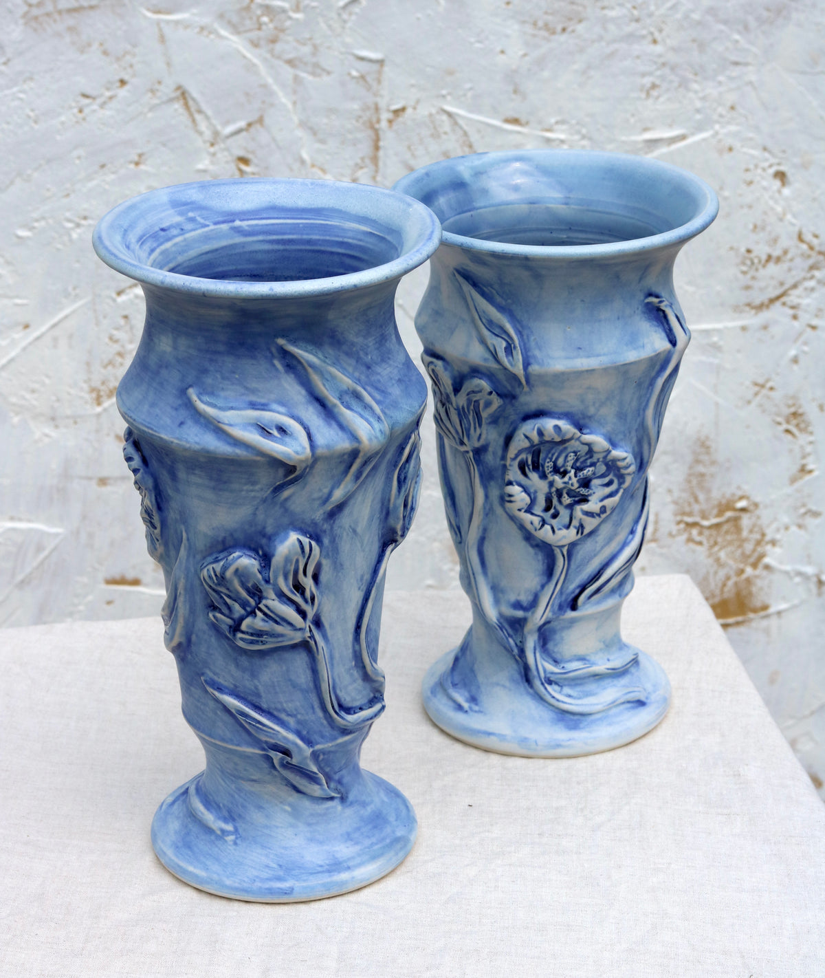 Brushed Matte Cobalt Pedestal Tulip Vase