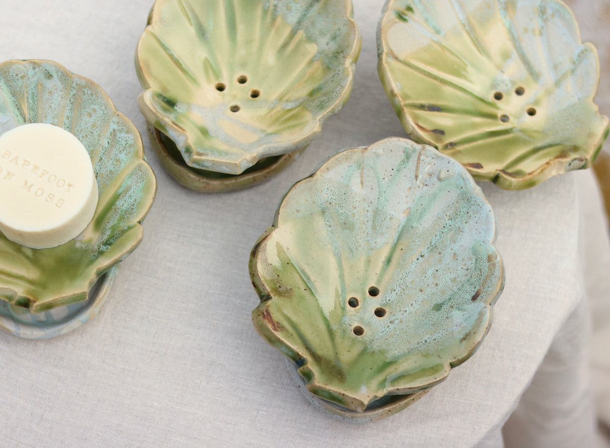 Shell Soap Dish in Moss Green
