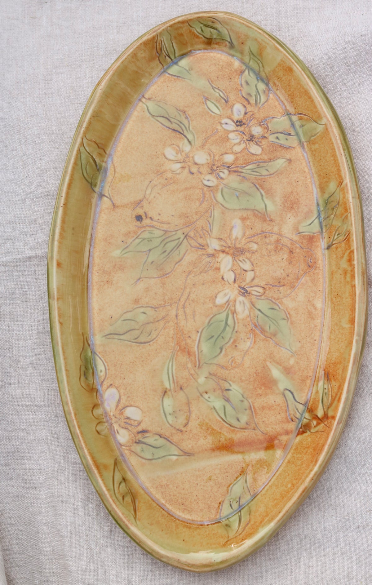 13.5" Ocher Platter in Lemon Blossom (b)