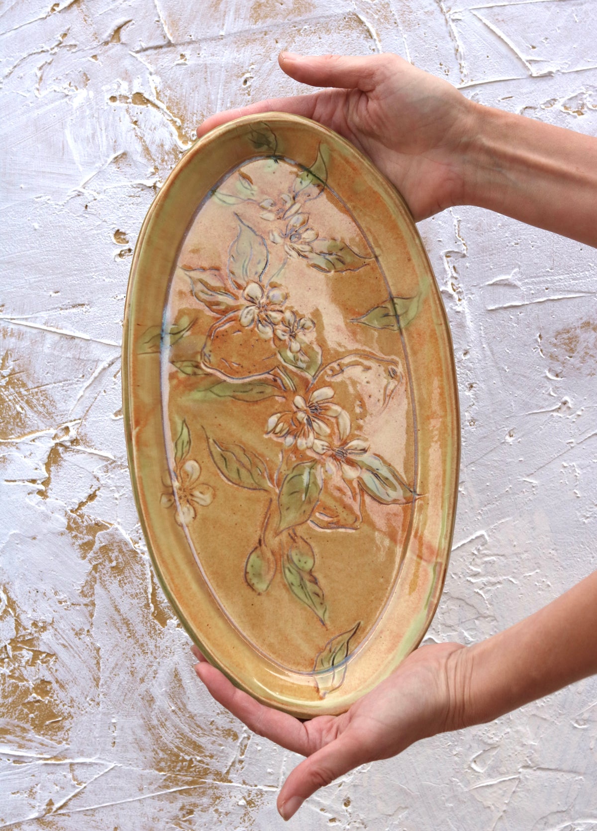 13.5" Ocher Platter in Lemon Blossom