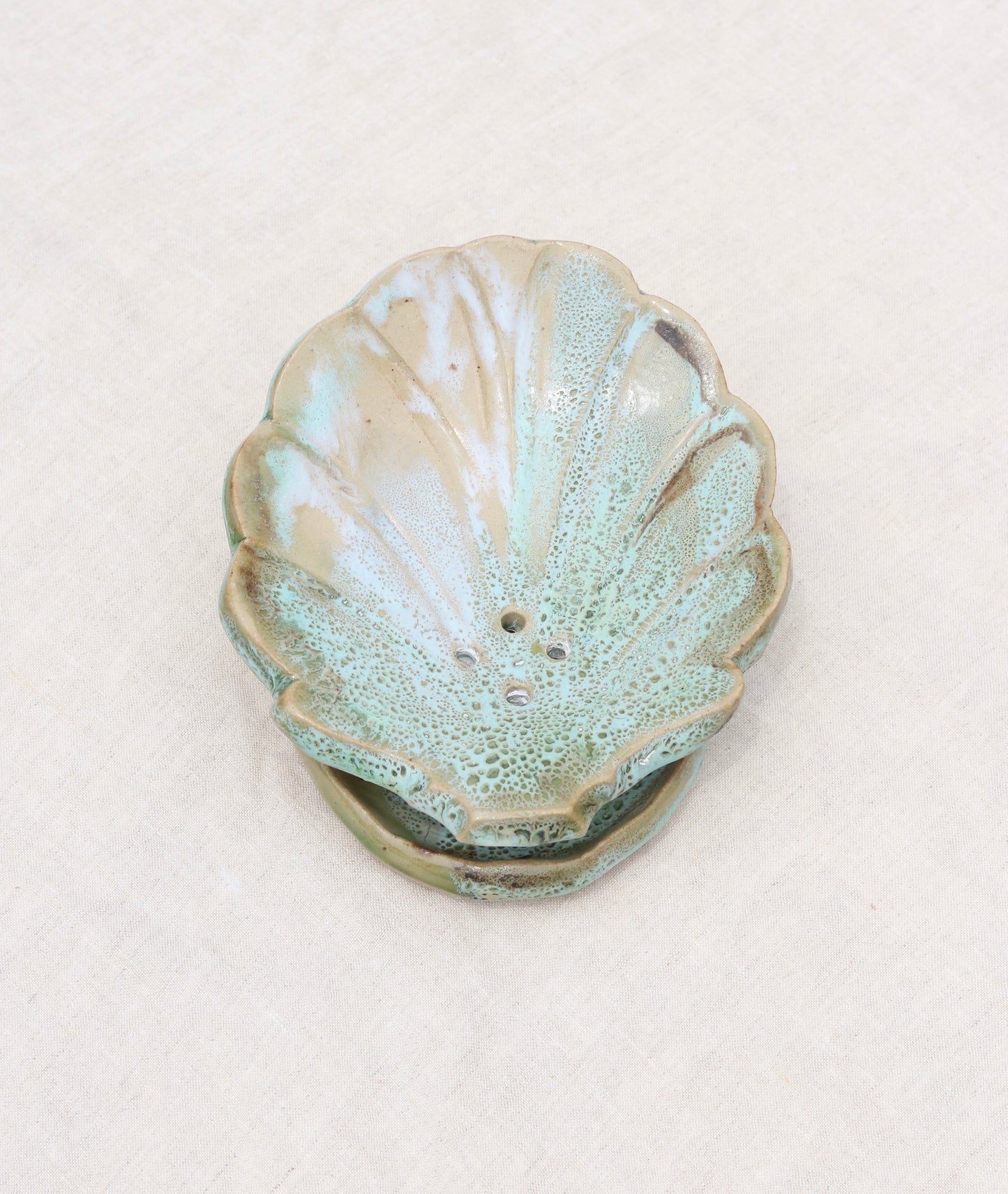 Sea Shell Soap Dish with 'Barefoot on Moss' Soap