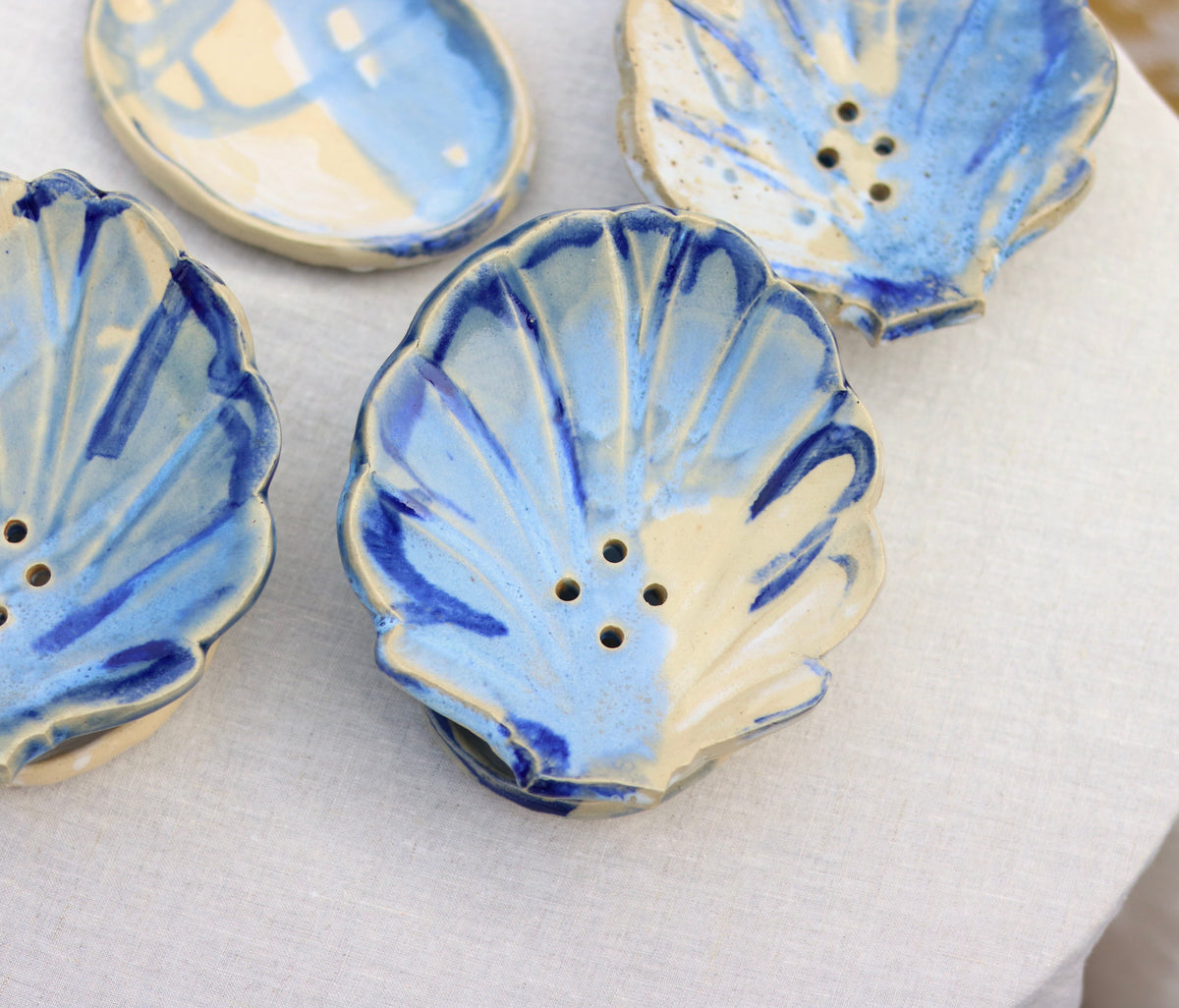 Sea Shell Soap Dish in Shades of Cobalt