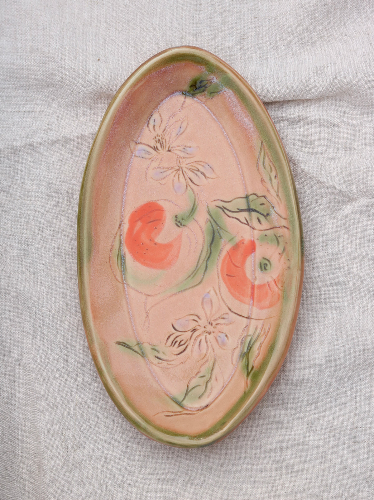 9.25" Blush Pink Tray in Orange Blossom (b)