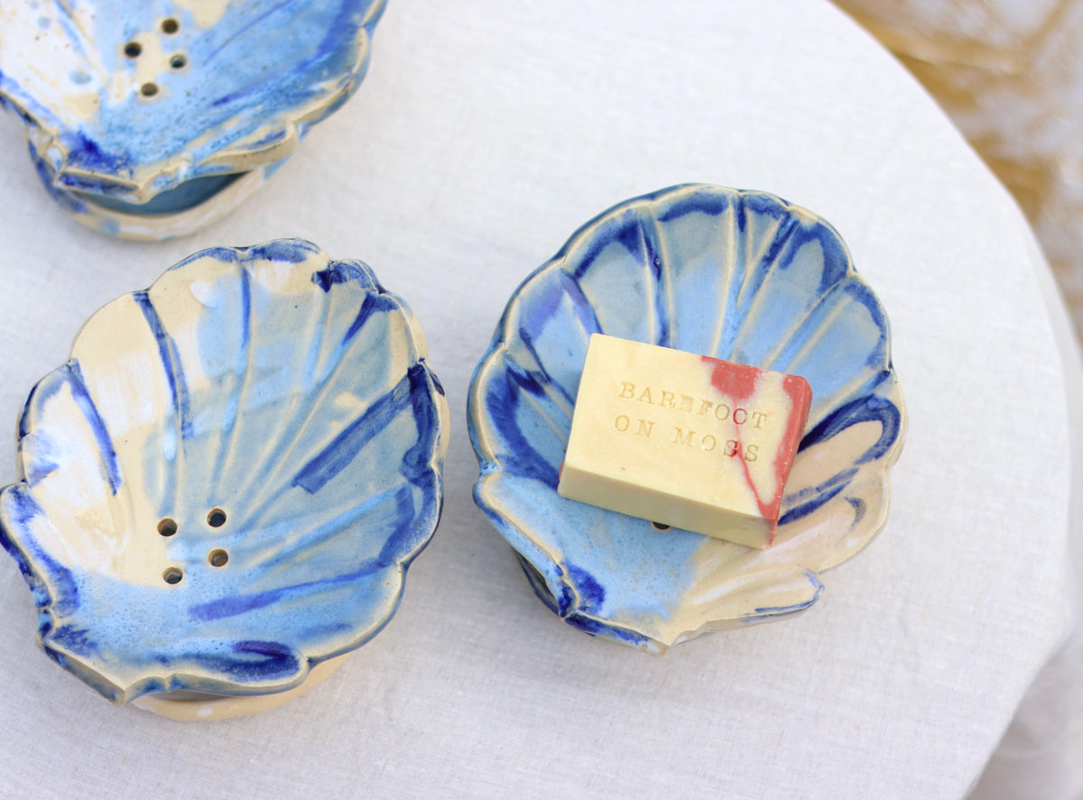 Sea Shell Soap Dish in Shades of Cobalt