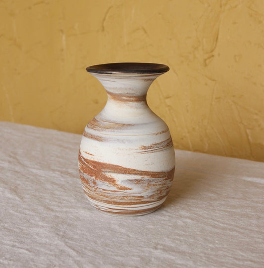 Marbled Vase with Bronze Rim