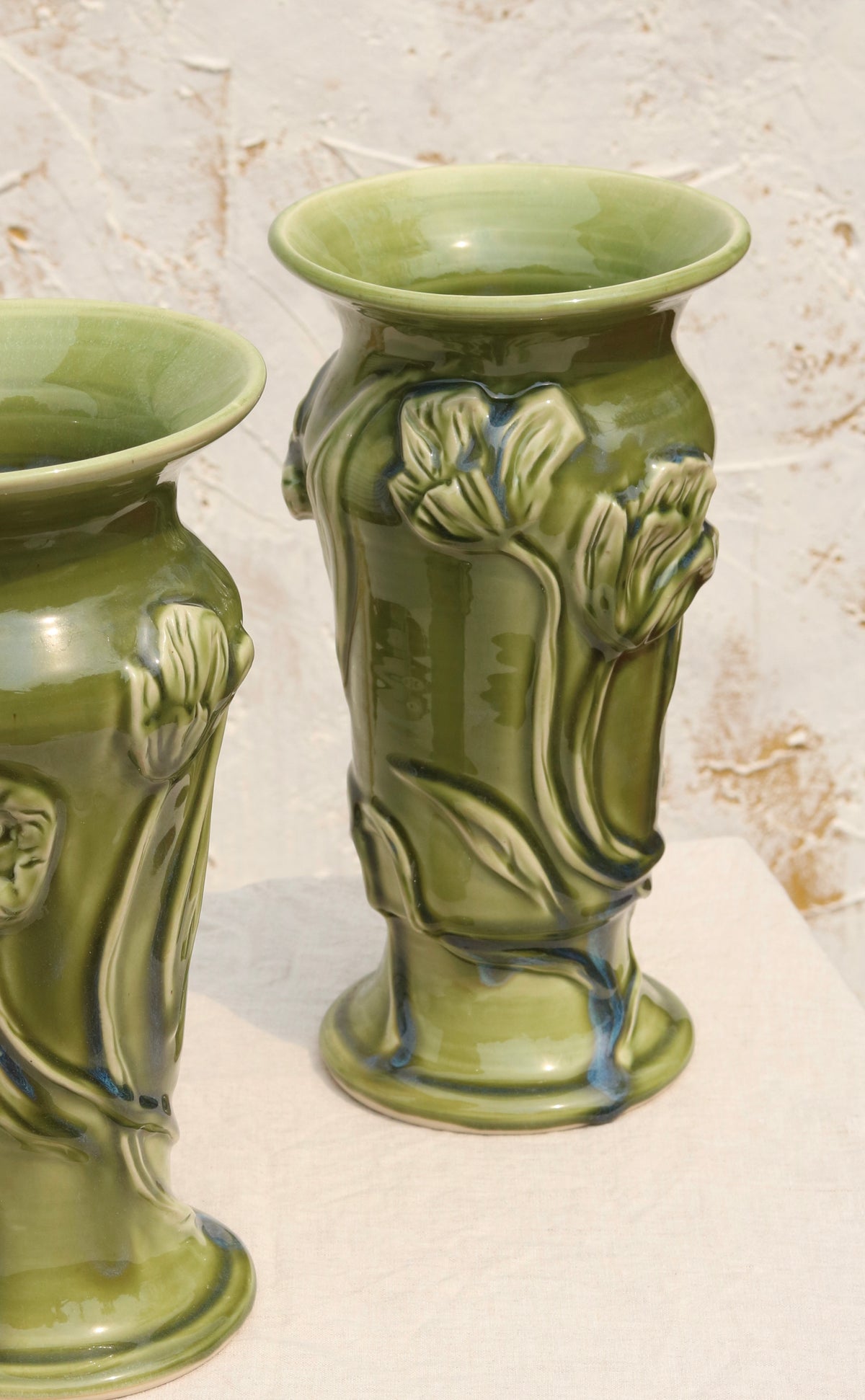 Emerald Green Pedestal Tulip Vase