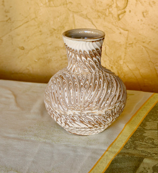 Marbled and Carved Rounded Vase