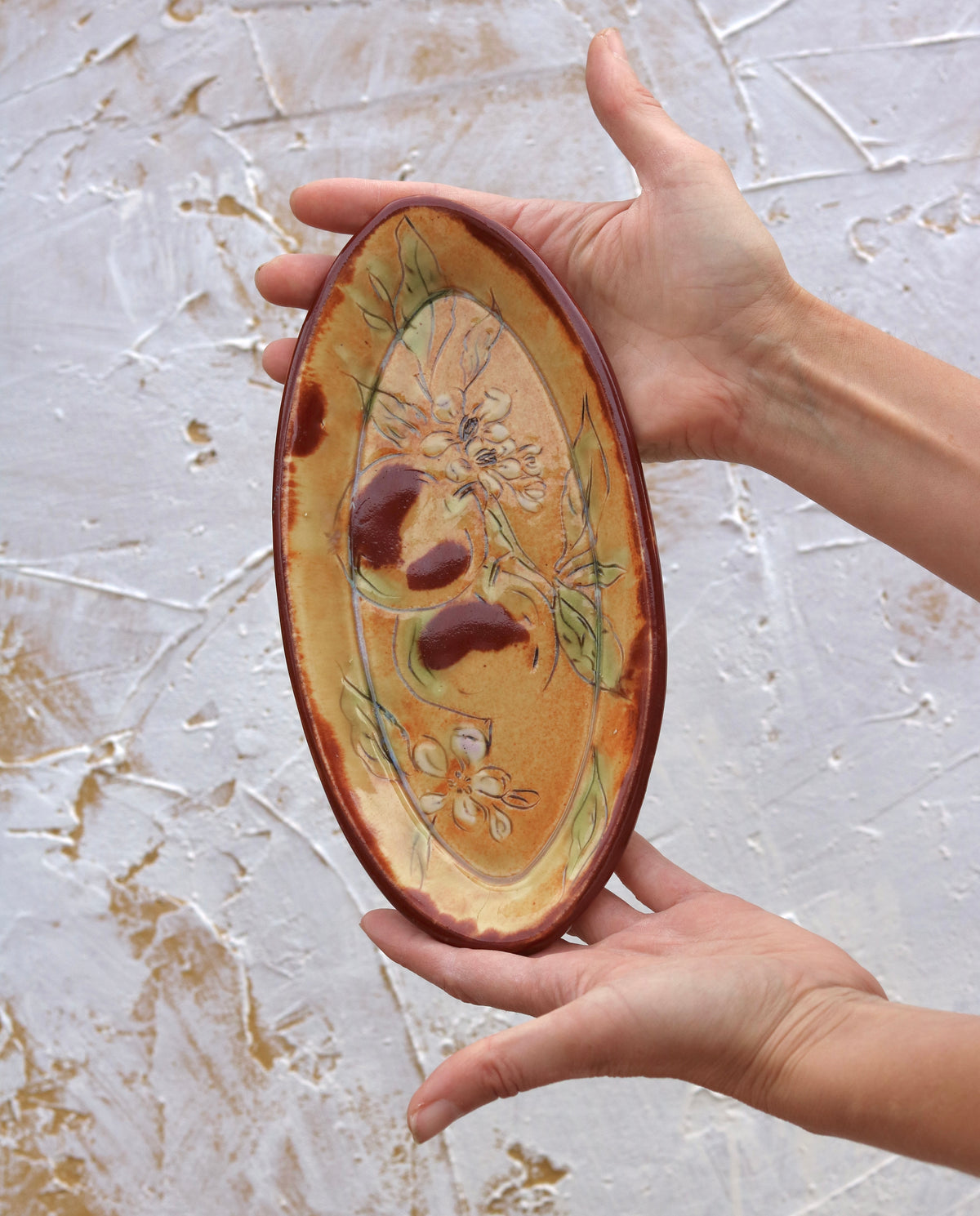 9.25" Ocher Tray in Apple Blossom