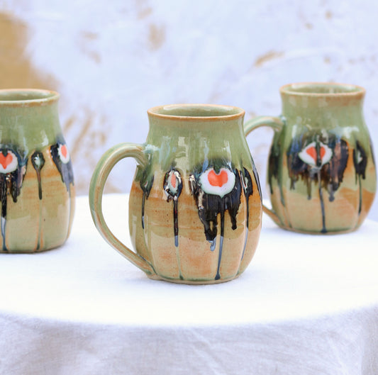Grooved Mug with Mirror Glaze 'Evil Eye'