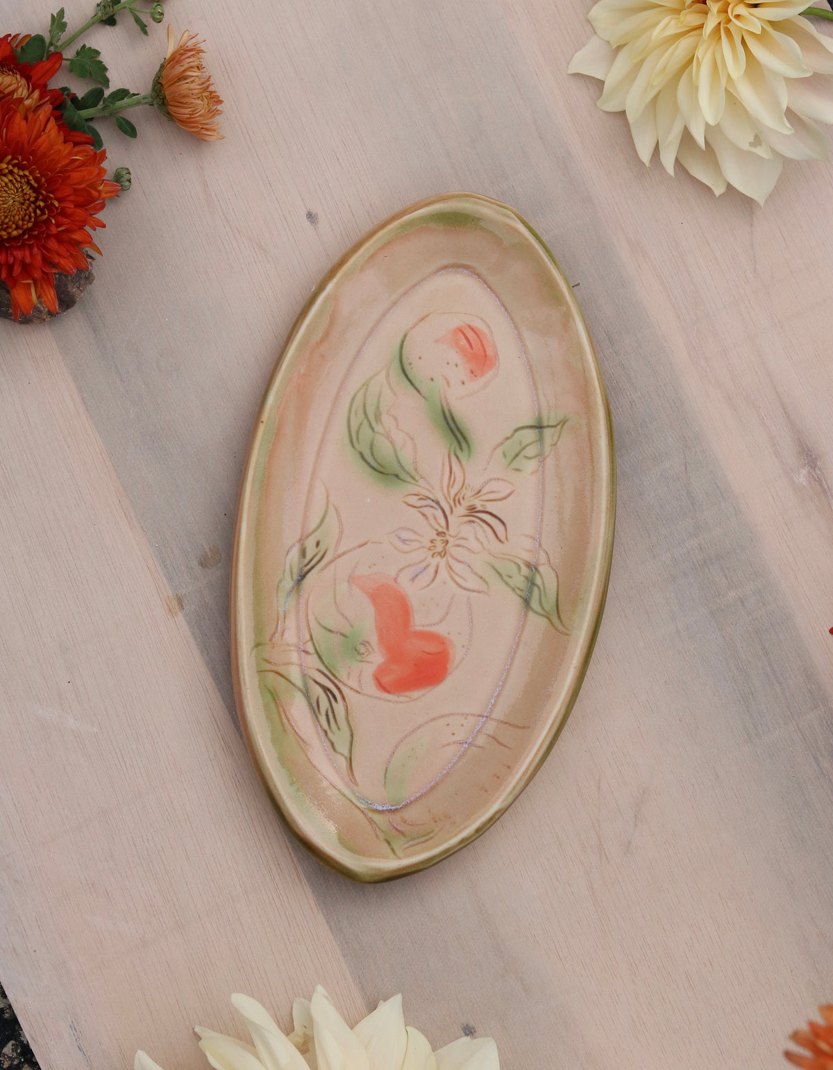 9.25" Pink Blush Tray in Orange Blossom
