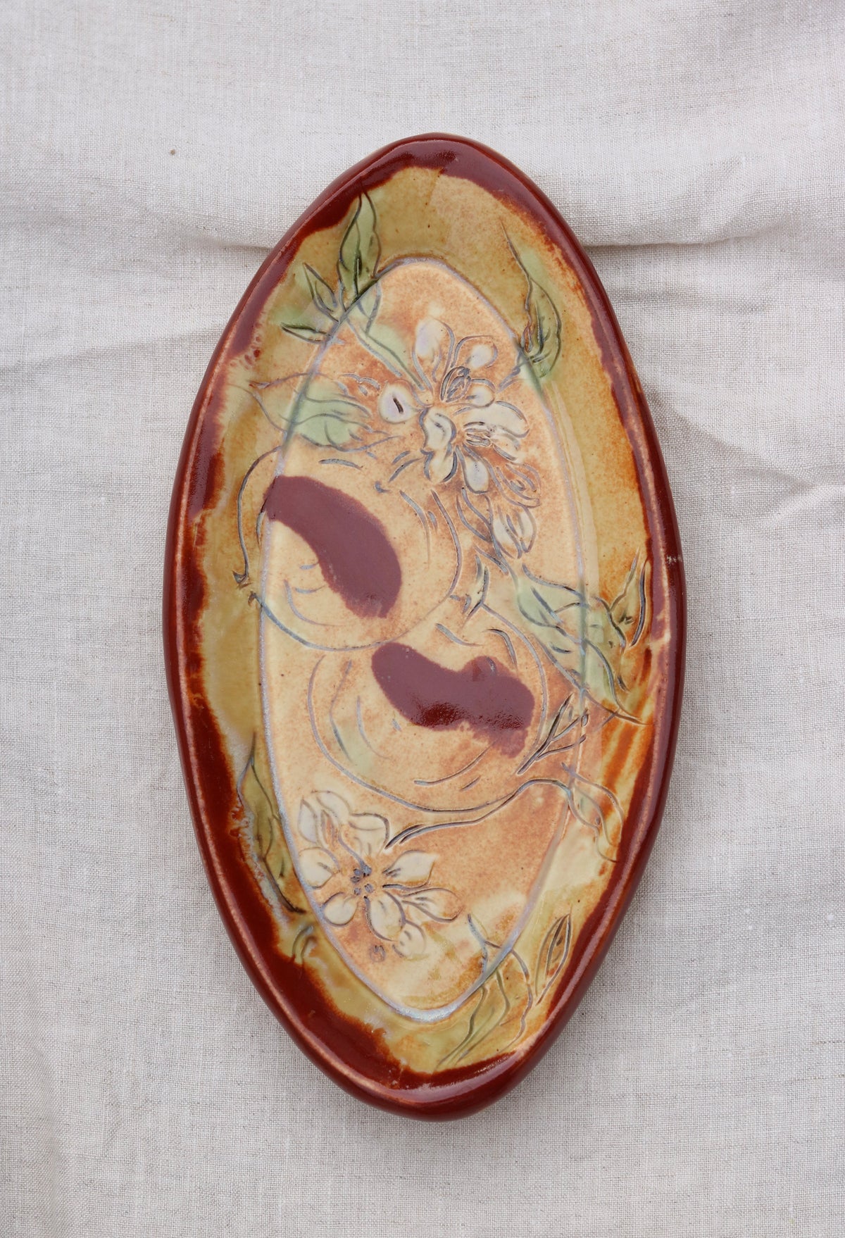 9.25" Ocher Tray in Apple Blossom (b)