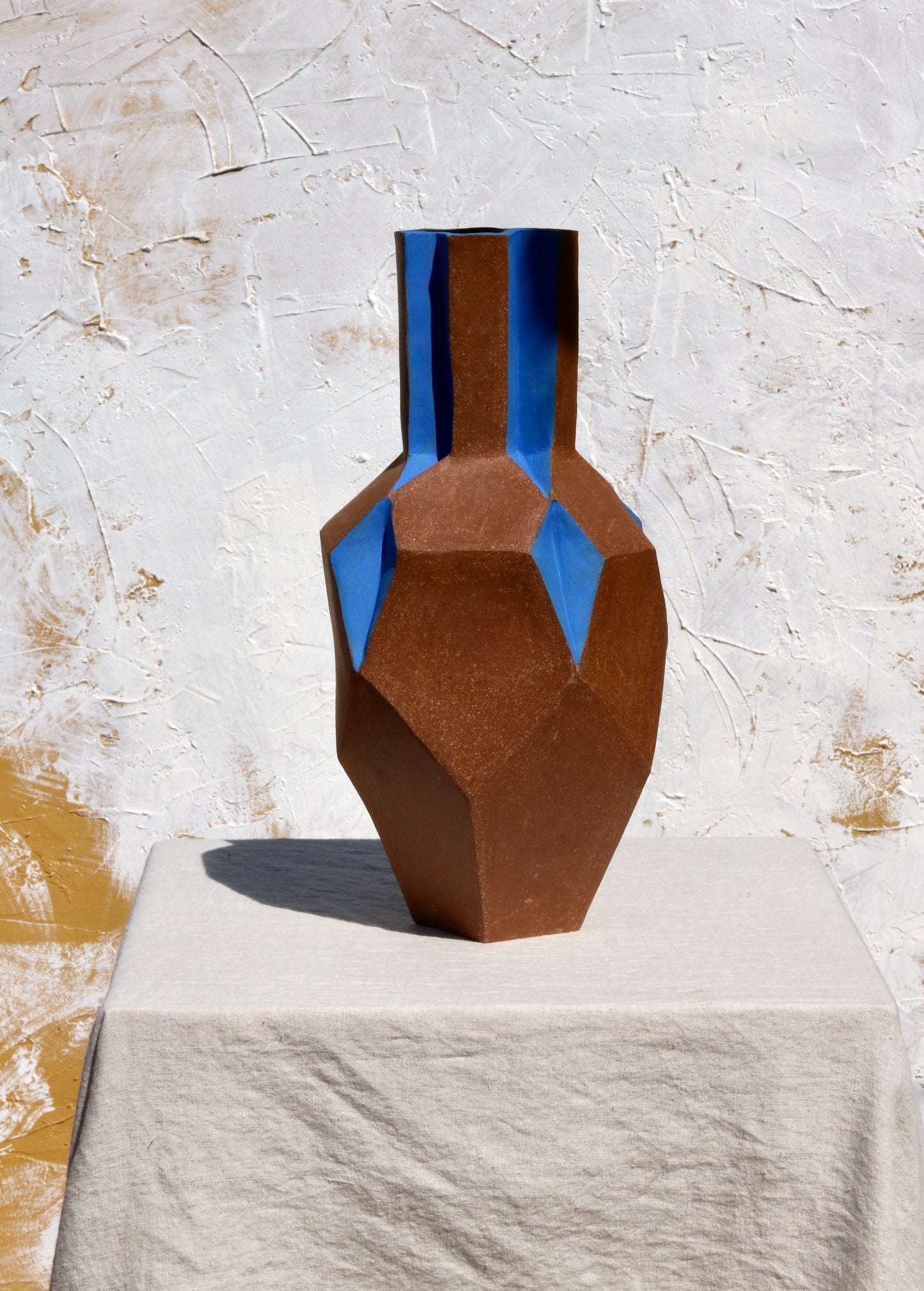 Burnished Red Clay and Cobalt Pentagram Vase