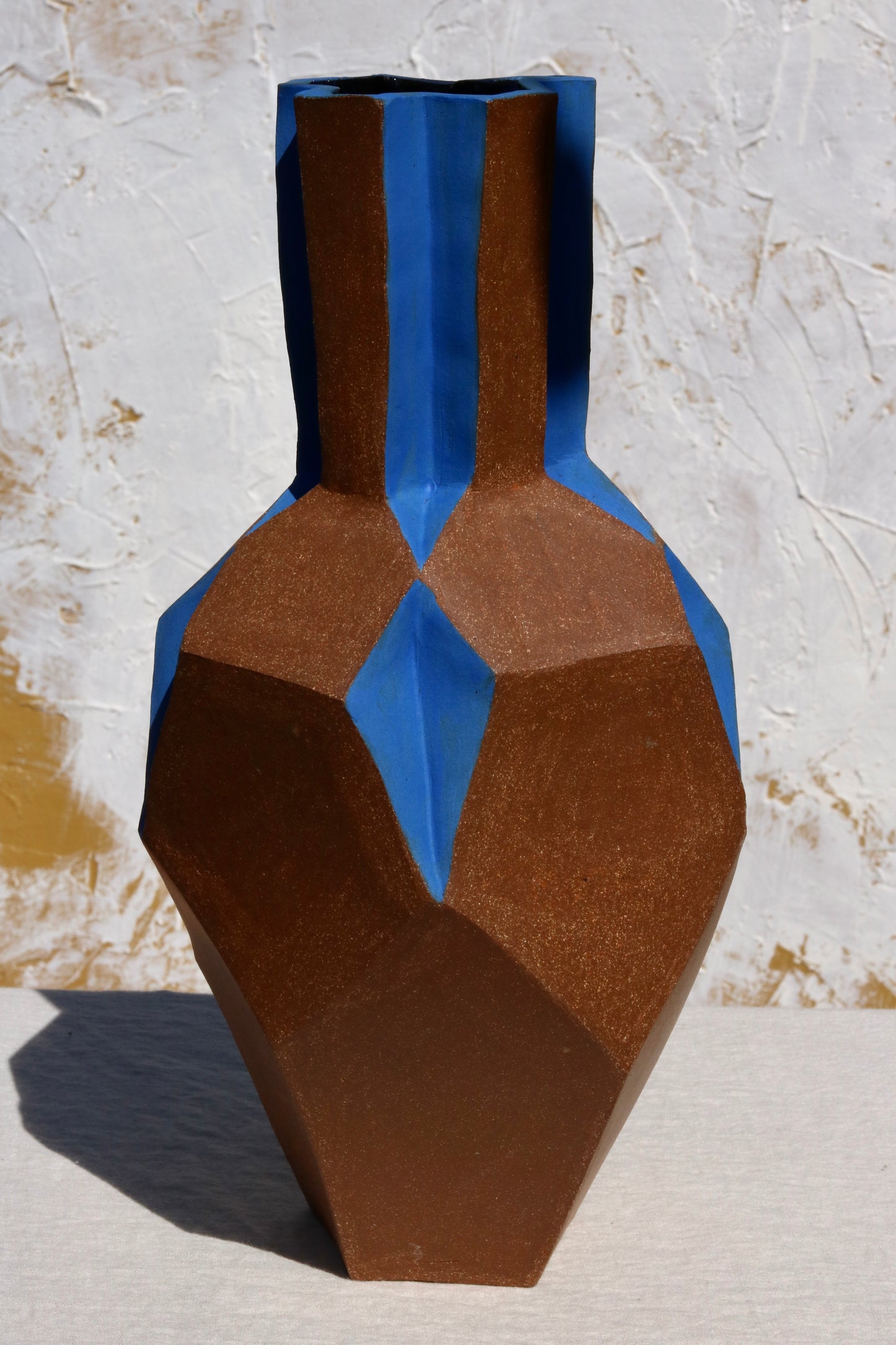 Burnished Red Clay and Cobalt Pentagram Vase
