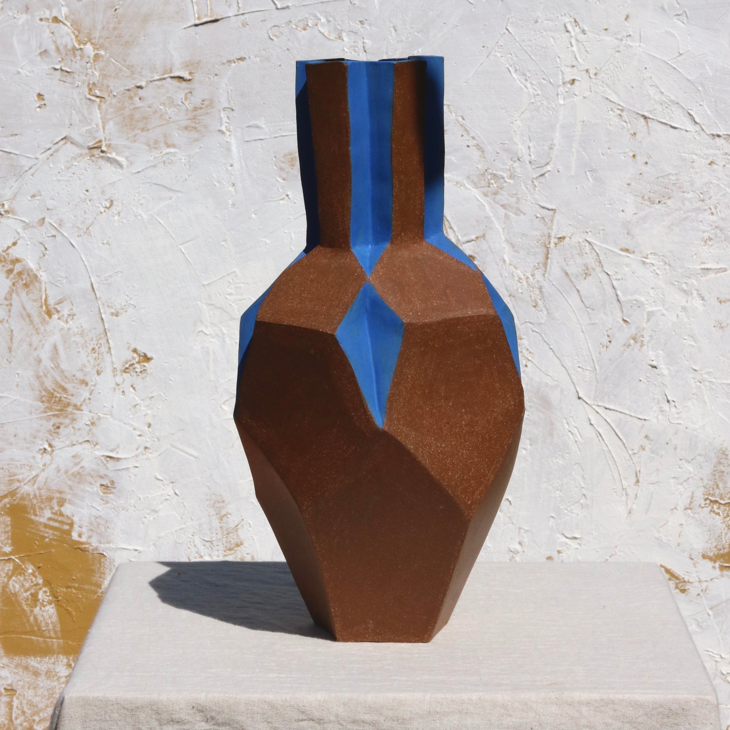 Burnished Red Clay and Cobalt Pentagram Vase