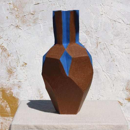 Burnished Red Clay and Cobalt Pentagram Vase