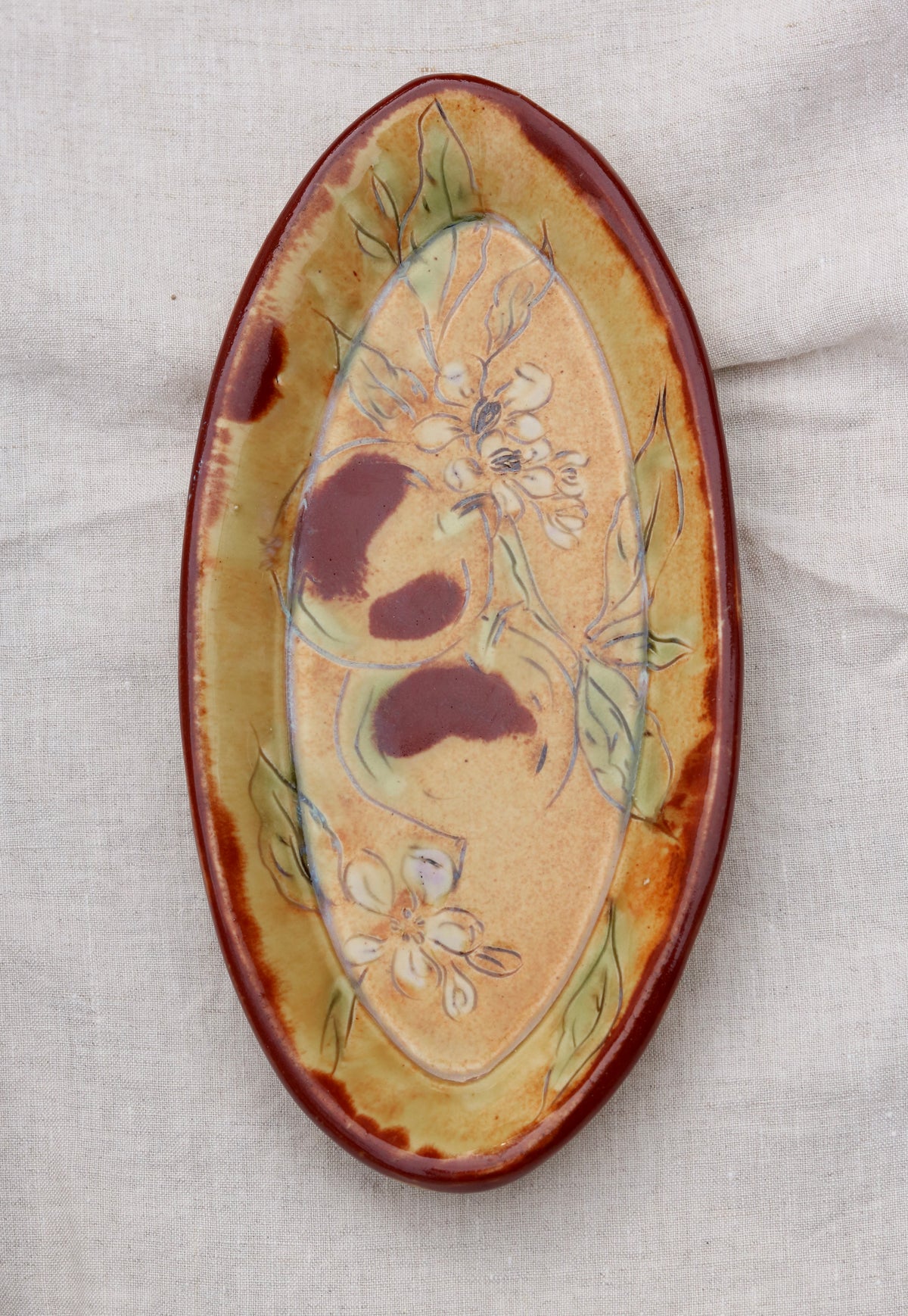 9.25" Ocher Tray in Apple Blossom