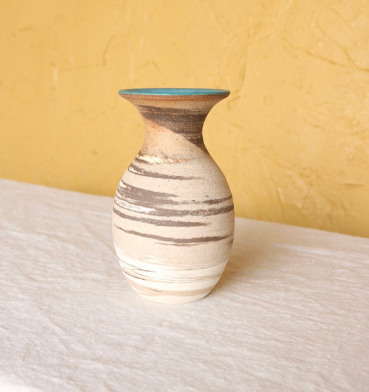 Marbled Vase with Turquoise Rim