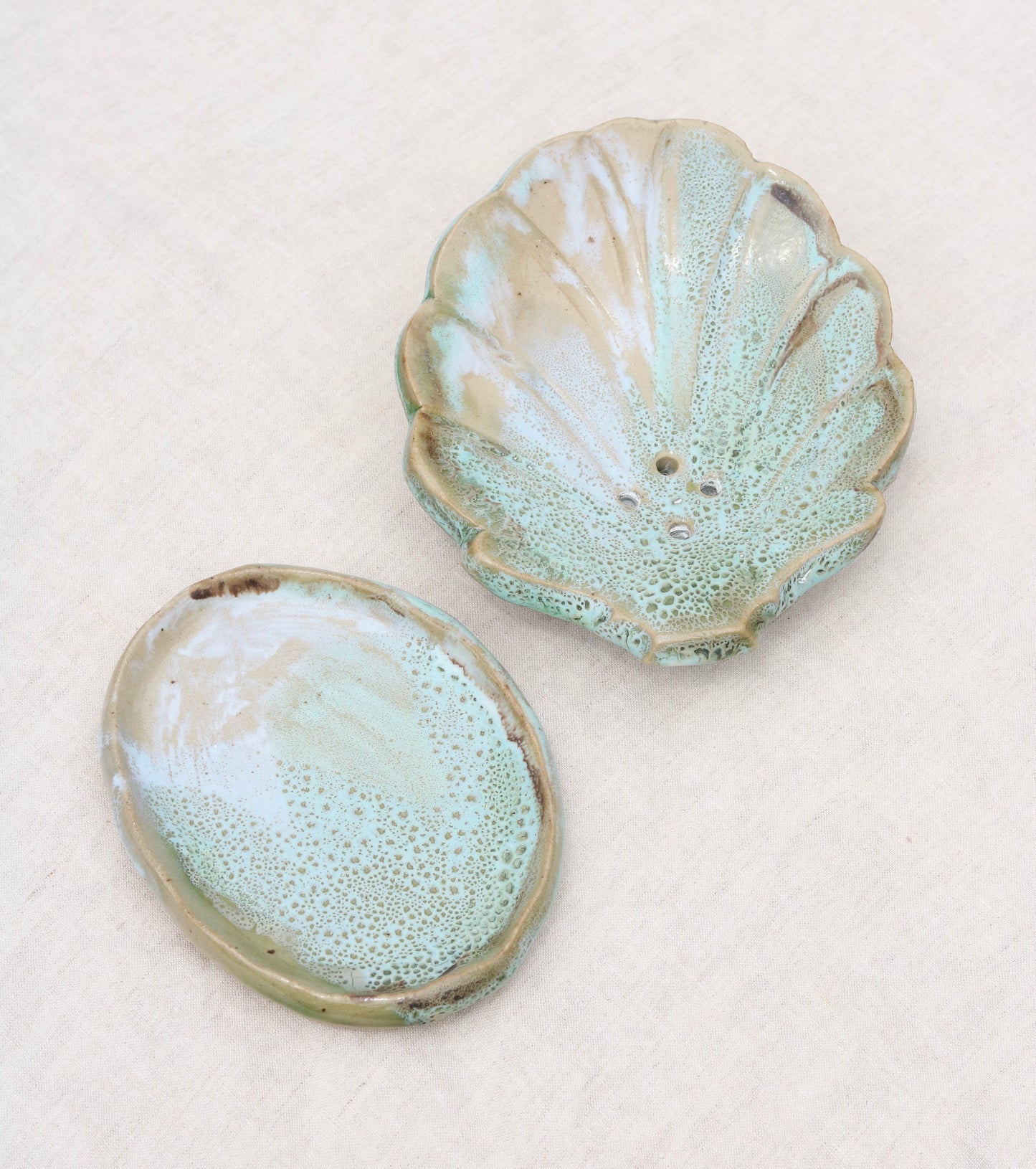 Sea Shell Soap Dish with 'Barefoot on Moss' Soap