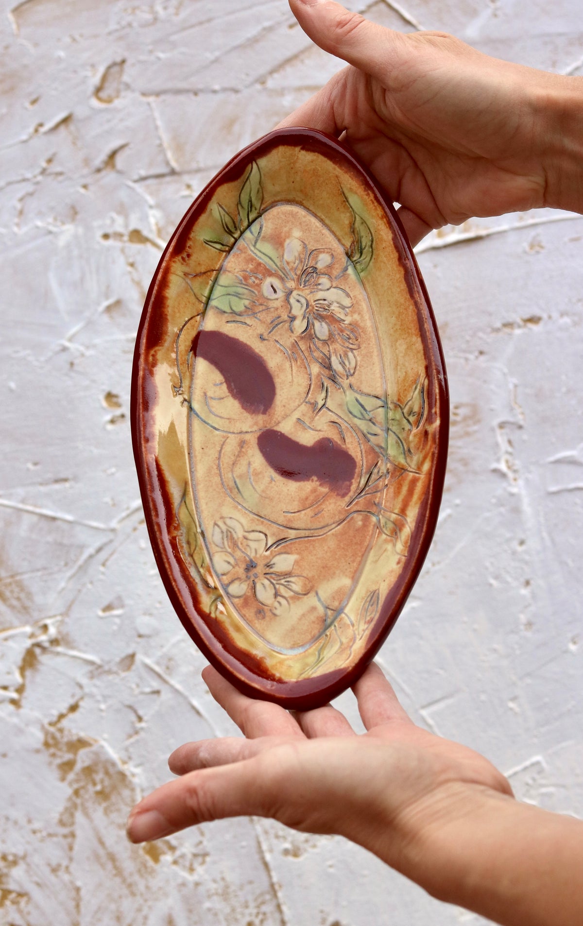 9.25" Ocher Tray in Apple Blossom (b)