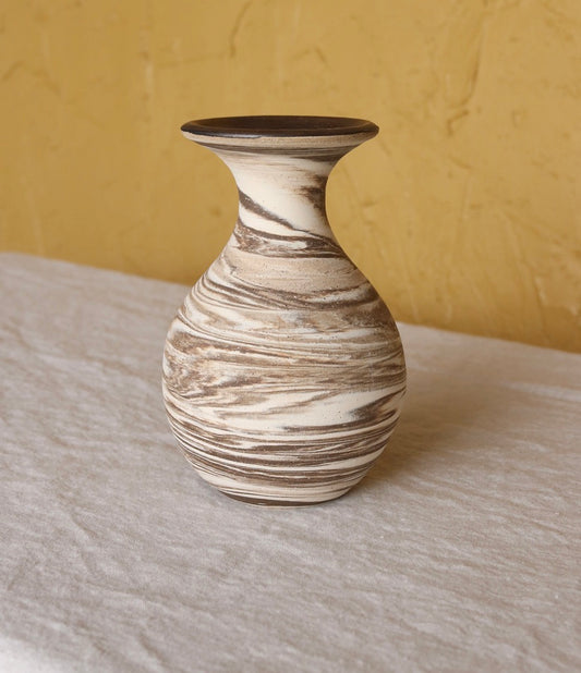 Marbled Vase with Bronze Rim
