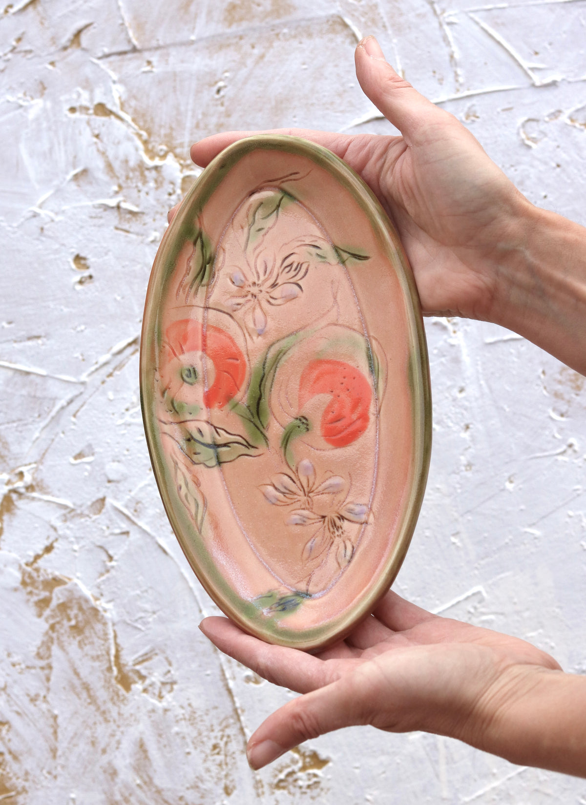 9.25" Blush Pink Tray in Orange Blossom (b)