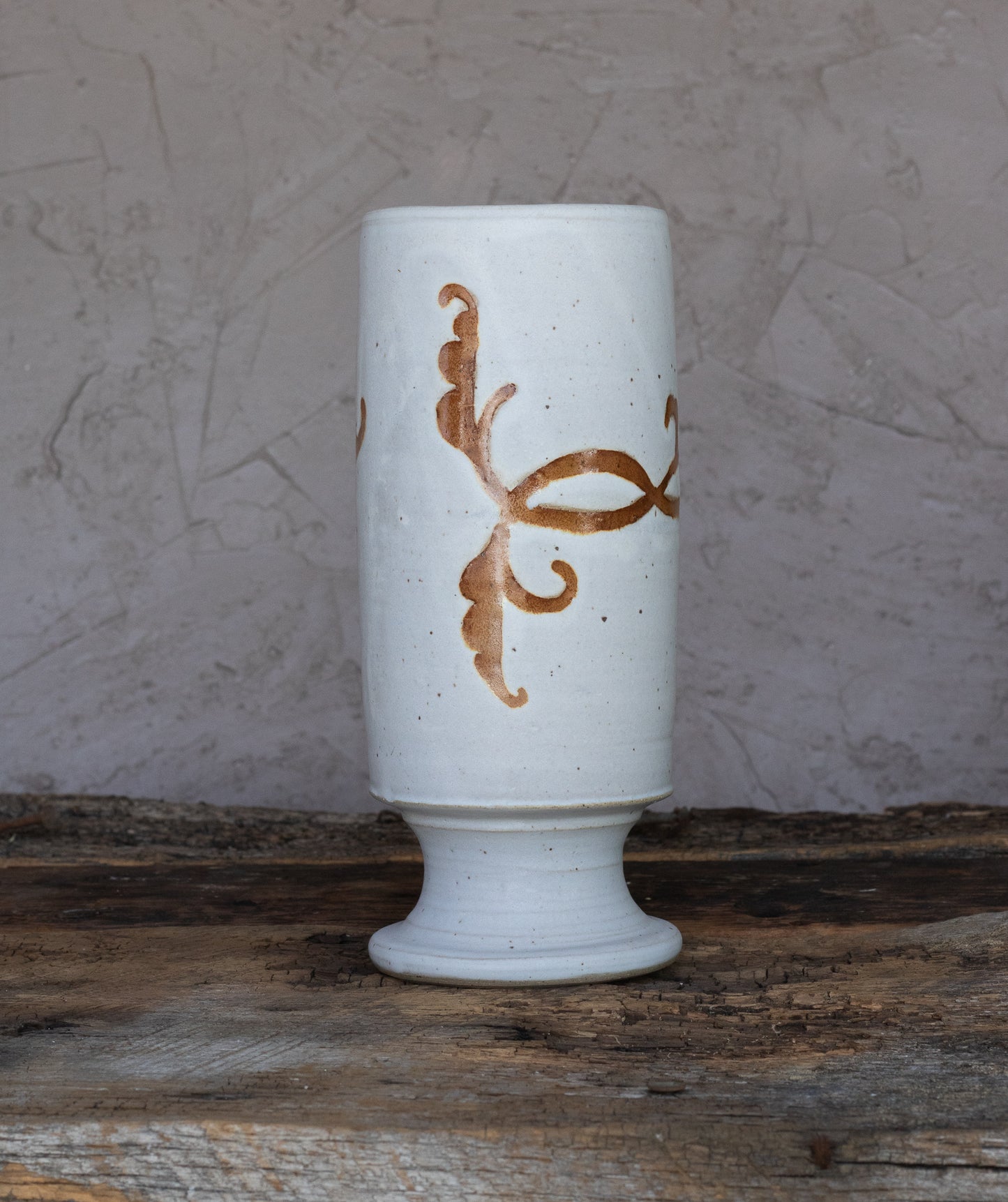 Sepia Floral Pedestal Vase 1