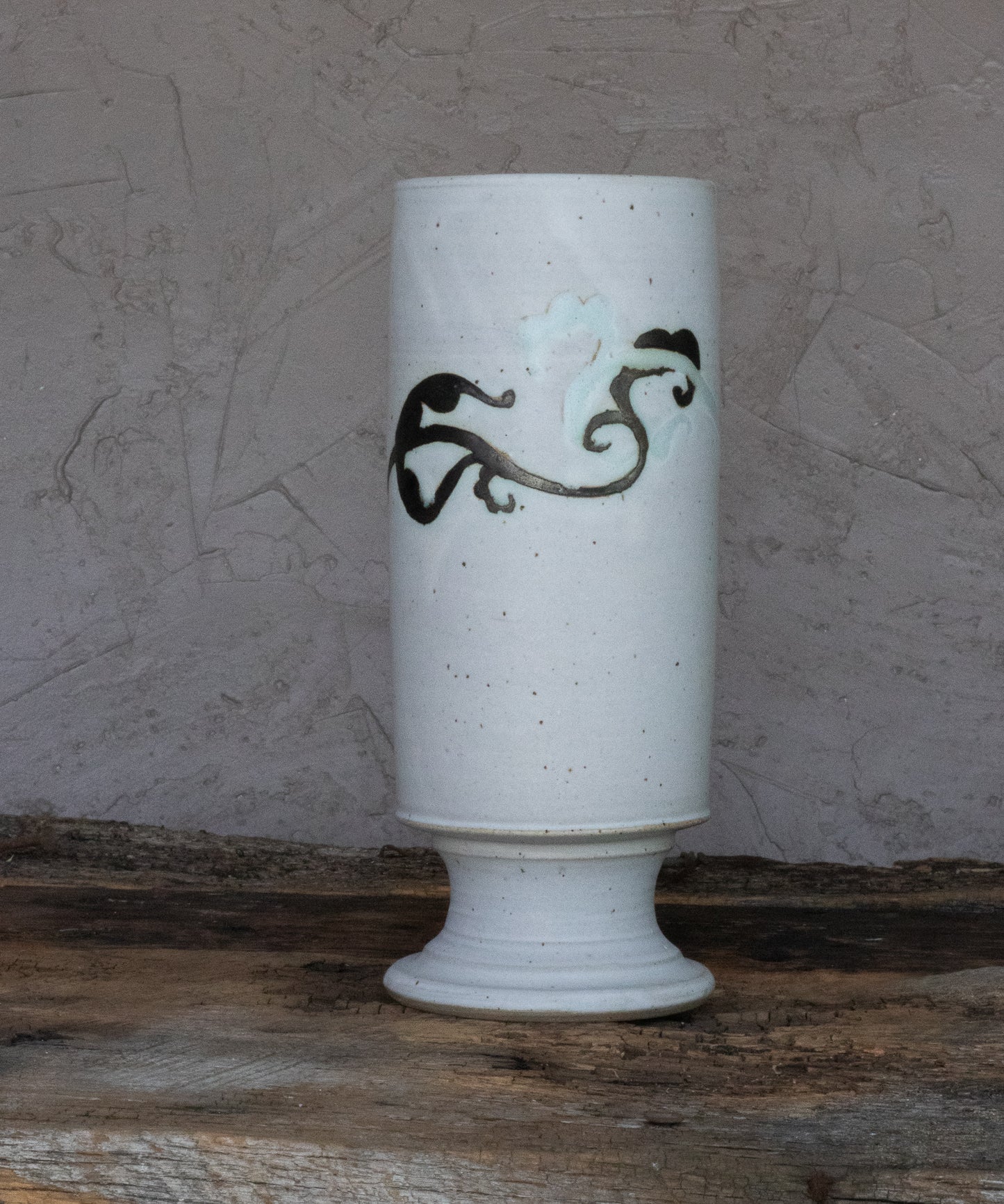 Light and Dark Floral Pedestal Vase 1