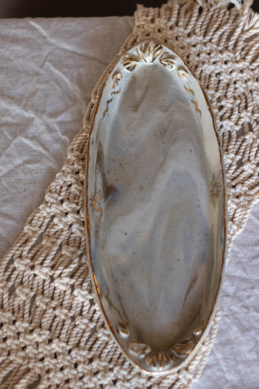 Narrow 13.75" Oval Sea Shell Platter (A)