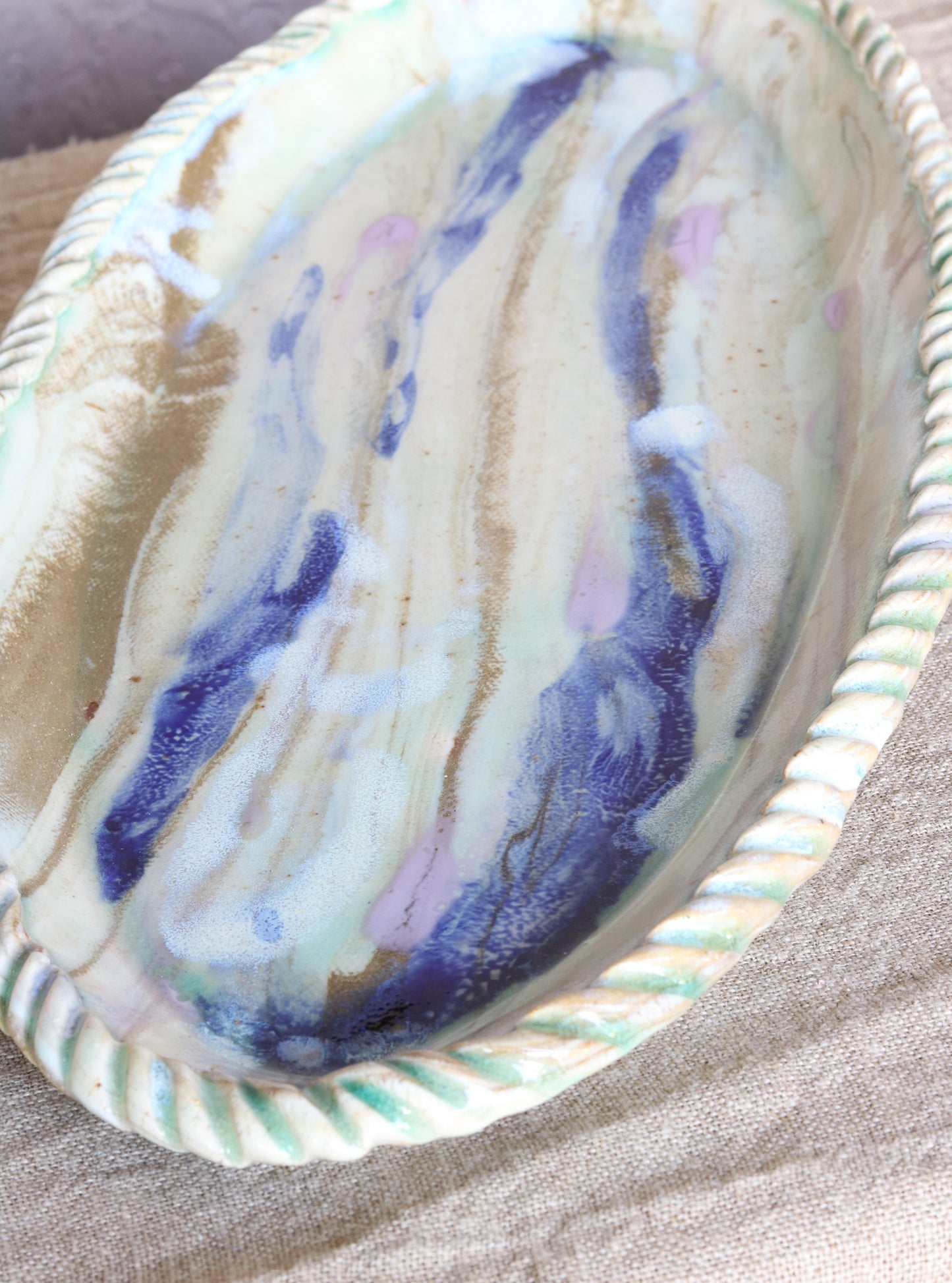 15.5" Marbled and Painted Platter