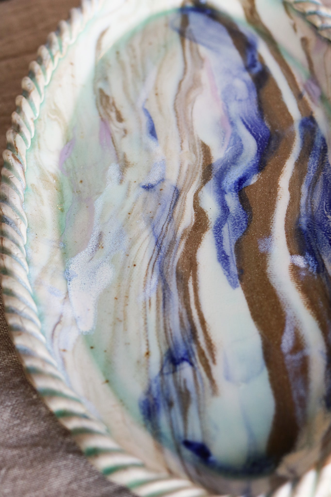 13.5" Marbled and Painted Platter