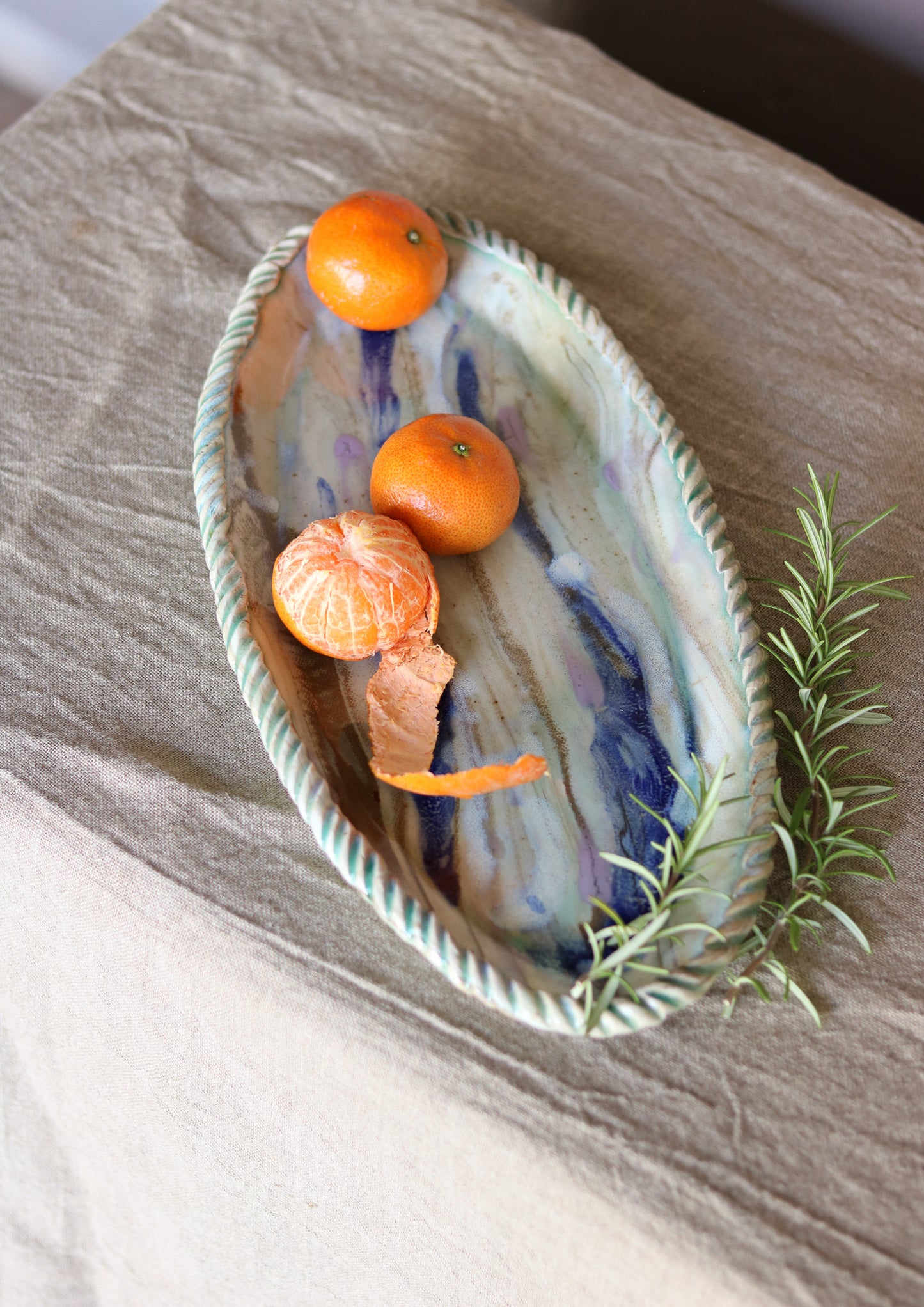 15.5" Marbled and Painted Platter