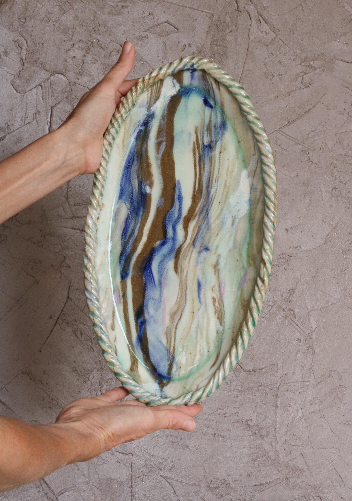 13.5" Marbled and Painted Platter