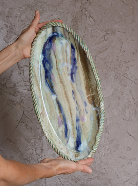 15.5" Marbled and Painted Platter