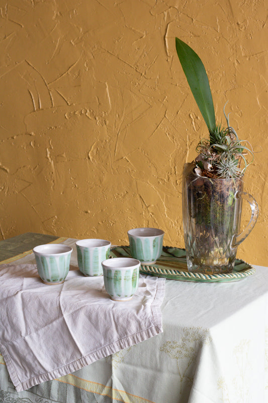 Stripe Painted Tea Cup (three colors!)