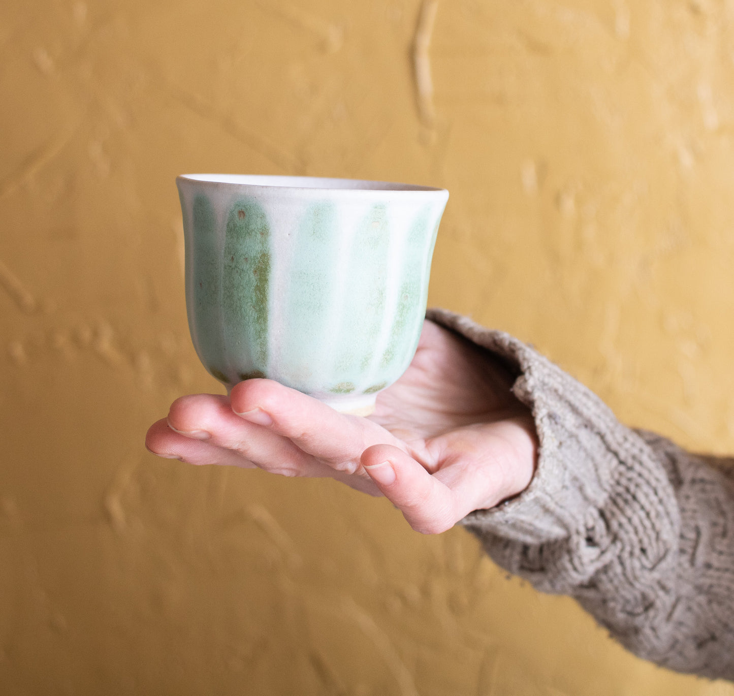 Stripe Painted Tea Cup (three colors!)