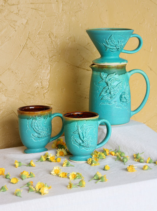 *HOLD FOR CANDACE* Coffea Botanical Turquoise Pour Over Set