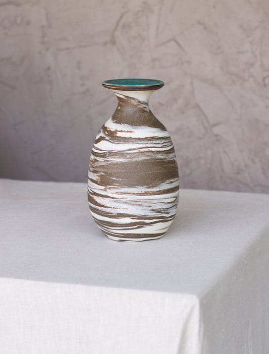 Medium Flared Vase with Matte Turquoise Accent