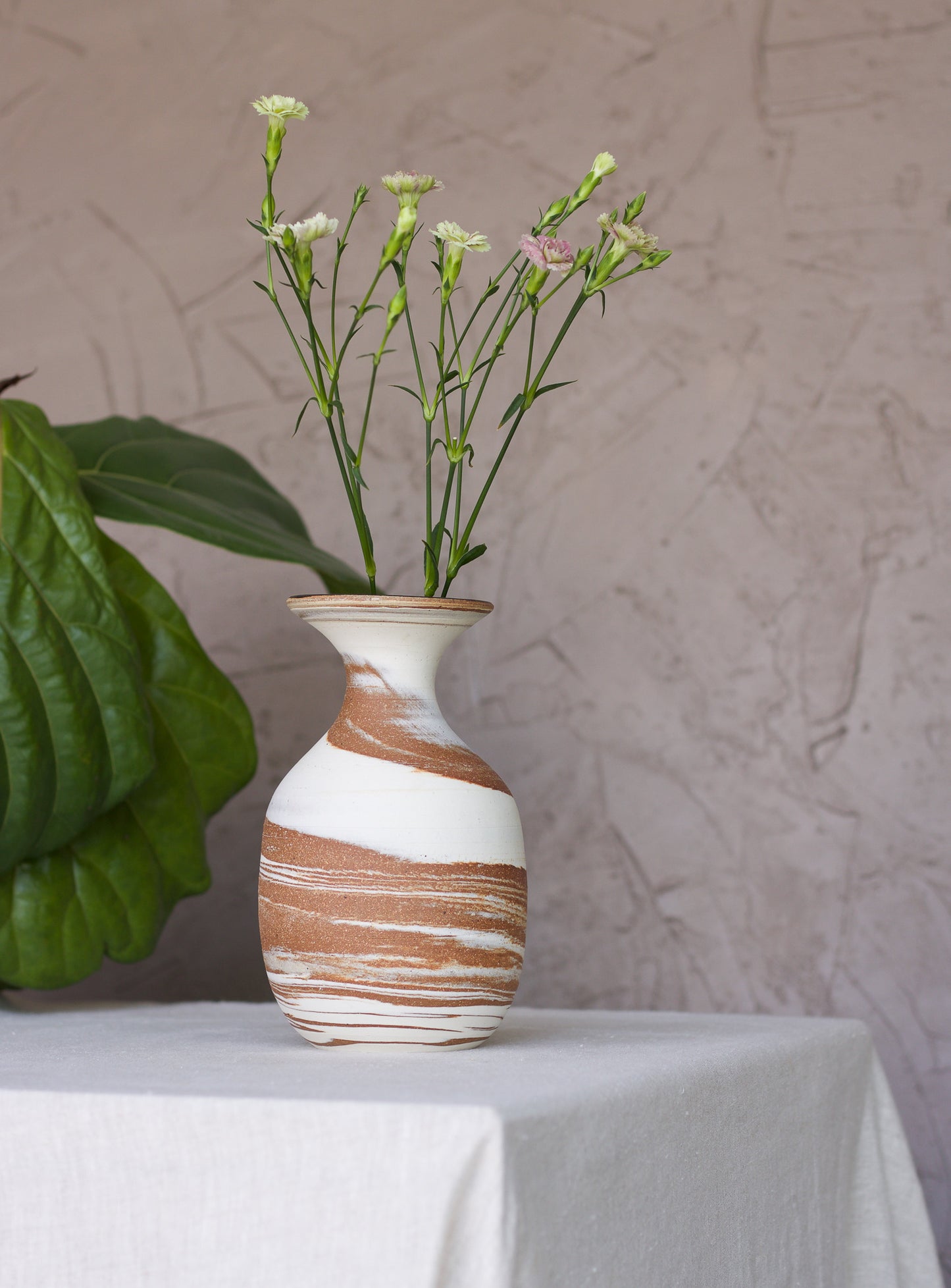 Medium Flared Vase with Metallic Bronze Accent