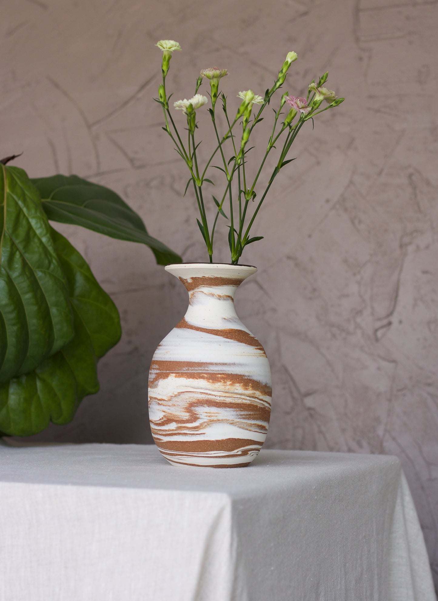 Medium Flared Vase with Metallic Bronze Accent